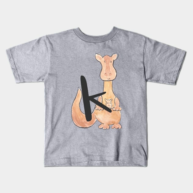 K is for Kangaroo Kids T-Shirt by littlebigbit